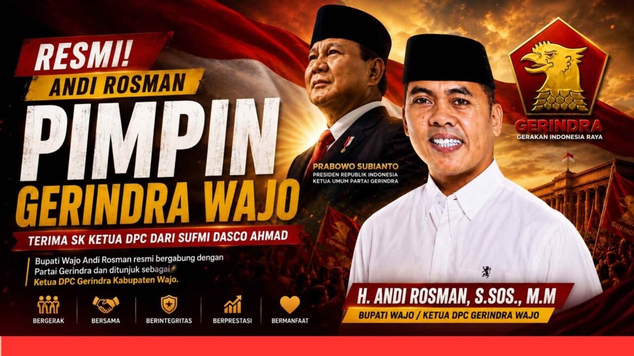 Andi Rosman Resmi Pimpin Gerindra Wajo, Terima SK Ketua DPC dari Sufmi Dasco Ahmad